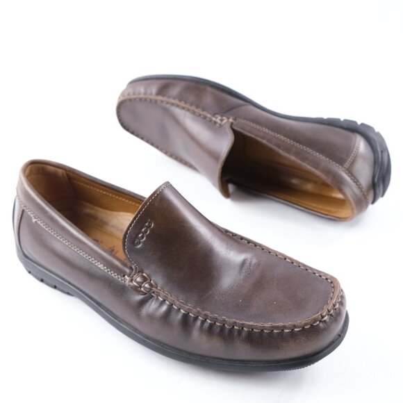 ECCO Other - ECCO Brown Moch Tie Driving Loafers Sz. 43 Leather Slip on Shoes 9.5 Mens